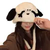 Sombrero y Bufanda de Peluche con Forma de Cachorro Dos en Uno Invierno Estudiante Ciclismo Cortavientos Cálido Protección para el Cuello Sombrero de Copa de Ala Ancha