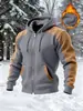 Tamanho Europeu Masculino Inverno Lã Quente Xadrez Zíper Masculino Casual Esportivo Com Capuz Moletom Caimento Solto