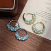 Pendientes de Perla Turquesa Azul con Enrollado Retro, Clips para Oreja Exquisitos y de Alta Gama, Joyería para Orejas de Diseño Versátil y Único