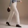 Pantalones de Franela de Lana con Plus Terciopelo Pierna Recta para Mujer 2026 Otoño/Invierno Nuevos de Cintura Alta Adelgazantes Acortados Moda Versátiles de Pierna Ancha