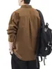 Camisa retro de manga larga estilo americano, ropa de trabajo americana para hombre, top moderno estilo caza, camisa de corte holgado, prenda de abrigo de otoño para hombre