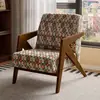 Cadeira Sofá de Madeira Maciça Estilo Nórdico Sala de Estar Estilo Meio do Século Cadeira Individual Confortável Varanda de Casa Richard Cadeira com Encosto de Lazer