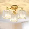Lámpara de araña de cristal moderna nórdica de tres cabezales, lujo simple creativo, para comedor, dormitorio, pasillo, bar, lámpara decorativa de metal