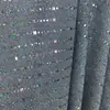Tela de malla con lentejuelas cuadradas de rayas verticales doradas, tela con lentejuelas de cuentas brillantes, tela para falda de vestido formal de escenario en stock