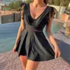 Nueva Falda Estilo Coreano con Abertura Esquina Plana Fruncida Espalda Descubierta Ajustada Cubre Vientre Traje de Baño Sexy