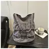 2025 Saia Ruffle Casual Elegante Nova Tendência Primavera e Verão Bolsa Tote de Renda Grande Capacidade para Mulheres