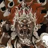 Estatua de Buda Yuan Hui Mahagala de Dos Brazos Nepal Cobre Plateado 10 Pulgadas Adornos Budistas Tántricos para el Hogar