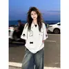 Camiseta de Verano 2026 con Estampado de Gatos en Línea, Cuello Solapa, Manga Corta para Mujer, Look Casual de Dos Piezas, Estilo Americano, Top de Nicho para Parejas