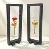 Adorno de Rosa de Cristal para el Día de San Valentín, Caja de Regalo de Metal Bicolor Dorado y Plateado con Rosa Eterna, Artesanía Decorativa de Escritorio