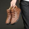 Botas Martin Masculinas de Couro de Alta Qualidade Costuradas à Mão de Cano Médio com Cadarço Estilo Britânico Botas Casuais Planas Masculinas para Dirigir