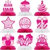 Juego de 9 Piezas de Decoraciones de Panal Coloridas para Fiestas de Cumpleaños, Decoraciones de Mesa, Montaje de Mesa de Fiesta, Bases de Panal de Papel
