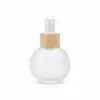 Frasco Conta-Gotas em Forma de Bulbo 20ml 30ml 50ml Frasco Refil para Perfume com Tampa Ecológica de Bambu Frasco para Óleo Essencial Frasco de Vidro