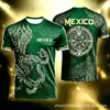Padrão de Águia do Emblema Nacional do México Impressão 3D Novo Cruzamento Unissex Casual Gola Redonda Pulôver Camiseta de Manga Curta