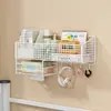 Estante de almacenamiento de pared para dormitorio de estudiantes, estante colgante adhesivo para dormitorio, organizador de pared para mesita de noche/sobre cama, cesta colgante sin perforaciones