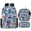 2024 Nueva Mochila Escolar de Stitch Set de Tres Piezas de Stitch Mochila con Dibujos Animados Impresos para Estudiante de Primaria Bolso de Hombro Estuche para Lápices traje