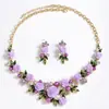Traje de Joyería Camelia Collar Pendientes para Mujer Entrada Lujo Nueva Moda Flor Tridimensional Pulsera Pulsera Joyería de Boda