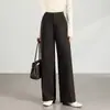 Pantalones de pierna ancha de cintura alta estilo minimalista para mujer, holgados, adelgazantes, con efecto de caída, pantalones casuales rectos, nueva colección de otoño