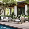 Diseño de Jardín Patio Exterior Oficina de Ventas Sofá de Exhibición Combinación de Aleación de Aluminio Acero Inoxidable Sofá Impermeable y a Prueba de Sol