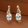 Desea Pendientes Ovales de Aguamarina, Diamante, Circonita, Chapados en Oro Champagne, Pendientes Personalizados para Mujer