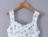 Vestido de tirantes floral ajustado de verano para mujer estilo europeo y americano 8209