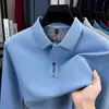 Camisa Polo de Algodón Puro con Cuello y Mangas Largas para Hombre de Primavera y Otoño, Top Casual para Hombre, Camiseta Bordada de Alta Calidad 100% Algodón
