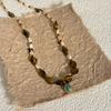 Collar de Piedra Ojo de Tigre Perla, Cadena para Clavícula Estilo Retro Maillard, Joyería de Acero Inoxidable de Lujo Ligero de Nicho al por Mayor