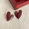 Pinza de Oreja Ankesela Aceite Rojo Corazón Goteante para Mujer Estilo Retro Hong Kong Pendientes sin Perforar Pinza de Oreja Disco Espiral Antimosquitos de Gama Alta