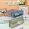 Bolsa de Malla Transparente Tridimensional de Doble Capa para Lápices para Exámenes, Bolsa de Papelería de Gran Capacidad, Bolsa de Lápices Específica para Estudiantes, Estuche