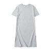 2026Treze CoresAlgodão Puro Cor Sólida Vestido de Verão com Fenda, Moda Solta Vestido Longo, Vestido Camiseta de Manga Curta