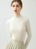 Outono e Inverno Novo Slim-fit Caxemira Gola Alta Caxemira de Primeira Linha Tricô Canelado Suéter Interno Sem Costura Meia-Cardigan Malha Pronta para Vestir
