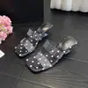 Sandalias de Cristal con Tacón Grueso Transparente Estilo Nuevo de Lunares Elegantes Nicho Moda Verano Chanclas Simples con Tiras 2026