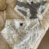 Calcinhas de Algodão Frescas Estilo Coreano com Estampa Floral para Meninas, Forro 100% Algodão, Acabamento em Renda, Elástico que Aderente ao Corpo, Novidade 2025 Atacado