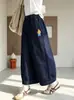 Calças Femininas Outono Novo 2026 Algodão Jeans Soltas Silhueta Casual Jeans Bordados Calças Wide-Leg C1012