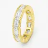 Nuevo Anillo de Plata de Ley S925 Estilo Europeo y Americano Corte Esmeralda Color D con Moissanita para Mujer, Estilo Ins Nicho Lujo Ligero