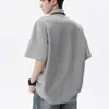 Camiseta de Manga Corta con Estilo Retro Americano, Falsa de Dos Piezas Cosida, para Hombre, Cuello Campana de Verano, Holgada, Casual, Versátil, Cleanfit, Media Manga