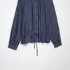Ropa europea y americana transfronteriza para mujer ZA moda otoño e invierno versátil a rayas cuello alto cordón cintura ceñida camisa corta para mujer
