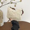 Bolso Pequeño Cuadrado Tejido Hueco de Mano con un Ambiente Relajado, Bolso Cruzado para Teléfono para Vacaciones en la Playa, Bolso de Paja Estilo Bosque para Mujer