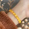 Pulsera con Cierre de Flor de Durazno Chapada en Oro para Mujer, Nuevo Estilo Chino, Fresca y Sencilla Pulsera Accesorio Hanfu
