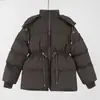 Chaqueta de Algodón de Longitud Media con Capucha Europea y Americana para Mujer Chaqueta de Algodón Europea y Americana 2025 Invierno Nueva Cintura con Cordón Aspecto Adelgazante para Mujer