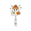 Insignia Retráctil Linda de Halloween con Carrete de Tirador de Fantasma Fácil de Usar, Portaid Médico Acrílico de Dibujos Animados