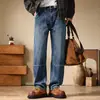 Ropa Popular para Hombre / Jeans de Trabajo Vintage para Hombre, Pantalones Rectos de Retazos de Ajuste Holgado de Peso Pesado, Pantalones Largos de Marca Moderna, Corte Recto Adelgazante