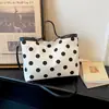 Bolso de Lona de Moda Estilo Coreano Estilo Perezoso Bolso de Hombro para Mujer 2026 Nuevo Bolso Tote Grande con Estampado de Lunares Bolso de Mano