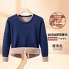Suéter de tricô com gola redonda para o inverno, roupa íntima térmica, forrado com fleece, espessado, alta elasticidade, top de lã de camelo, roupa de outono masculina resistente ao frio