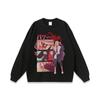 Camiseta Básica de Manga Longa Estampada de Desenho Animado Japonês Estilo Hip-Hop Lavagem Pesada Estilo Antigo Moda Nacional Camiseta Longa Masculina e Feminina