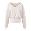 Conjunto de ropa deportiva casual estilo coreano para mujer, nueva colección de otoño, con sudadera con capucha, ajustada, corta y de cuello en V relajado, y pantalones largos - un conjunto de dos piezas