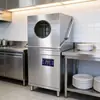 Máquina de Lavar Louça Comercial de Tampa Aberta, Totalmente Automática com Esterilização por Alta Temperatura, Aço Inoxidável 304, Equipamento para Hotel e Restaurante