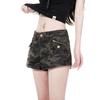 Pantalones cortos de mezclilla de camuflaje de calle alta americana para mujer 2025 Nuevo tiro alto para chica sexy que cubren la cadera, versátiles, de moda, pantalones cortos