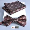 Gravata Borboleta, Lenço Quadrado de Flores, Terno de 2 Peças, Jacquard Novo Estilo, Roupa Formal Masculina, Moda, Casual, Negócios, Executivo, Noivo, Casamento