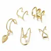Set de Clips Calientes para Oreja Transfronterizo Set de 5 Piezas Creativo Personalizado Cartílago Doble C en Forma de U Aretes de Doble Capa sin Agujeros en la Oreja