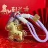 Nuevo Llavero de Caballo Pequeño Princesa de Oro Puro Colgante Creativo de Dibujos Animados Popular al por Mayor Encanto para Teléfono